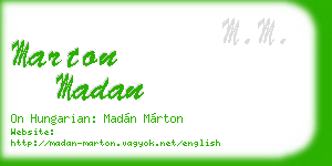 marton madan business card